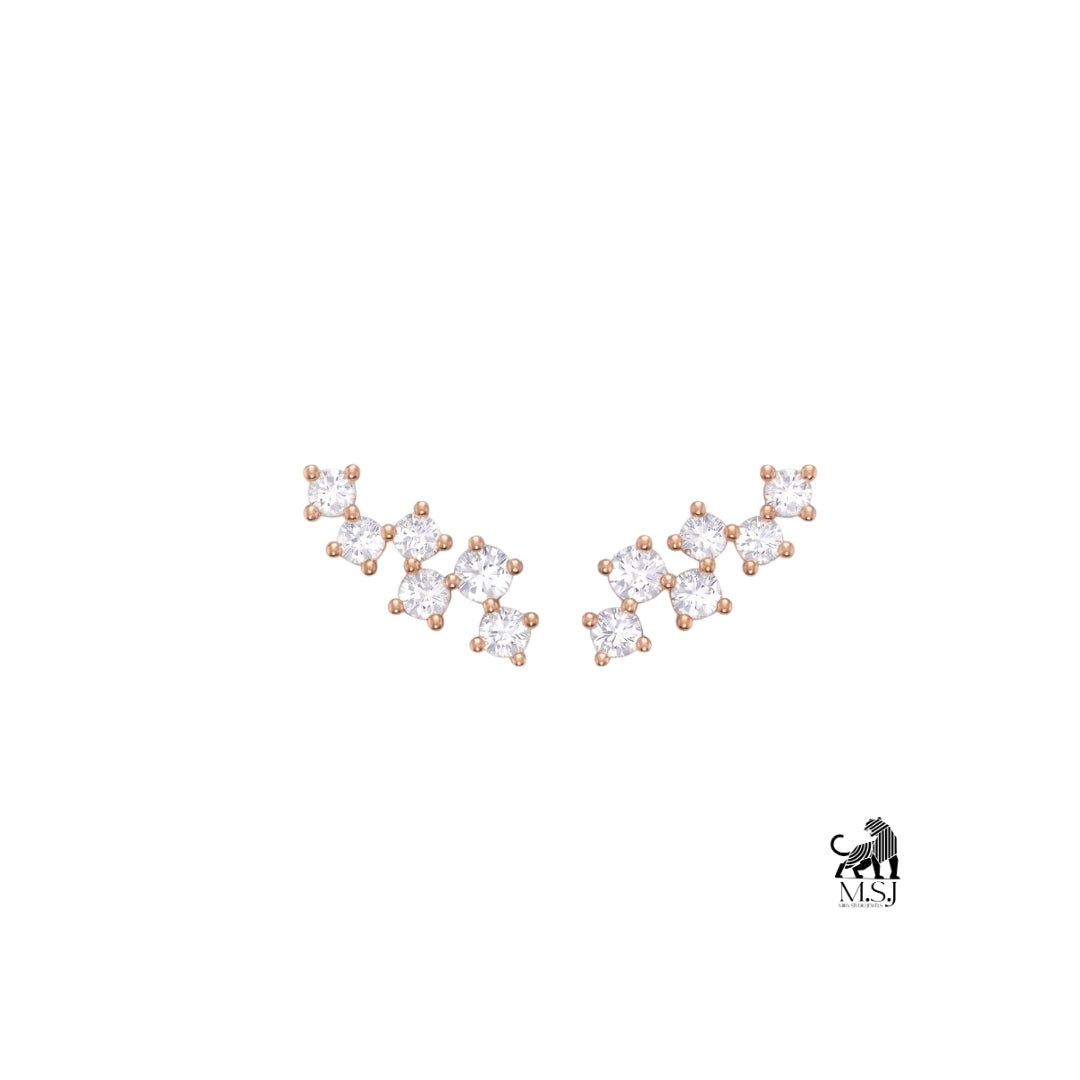 Celestial Diamond Ear Climber Stud Earrings