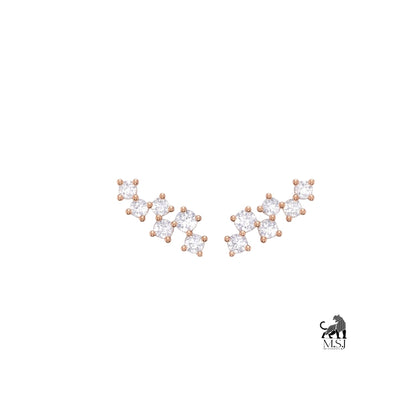 Celestial Diamond Ear Climber Stud Earrings