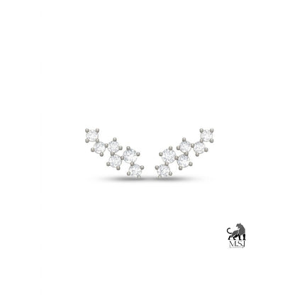 Celestial Diamond Ear Climber Stud Earrings