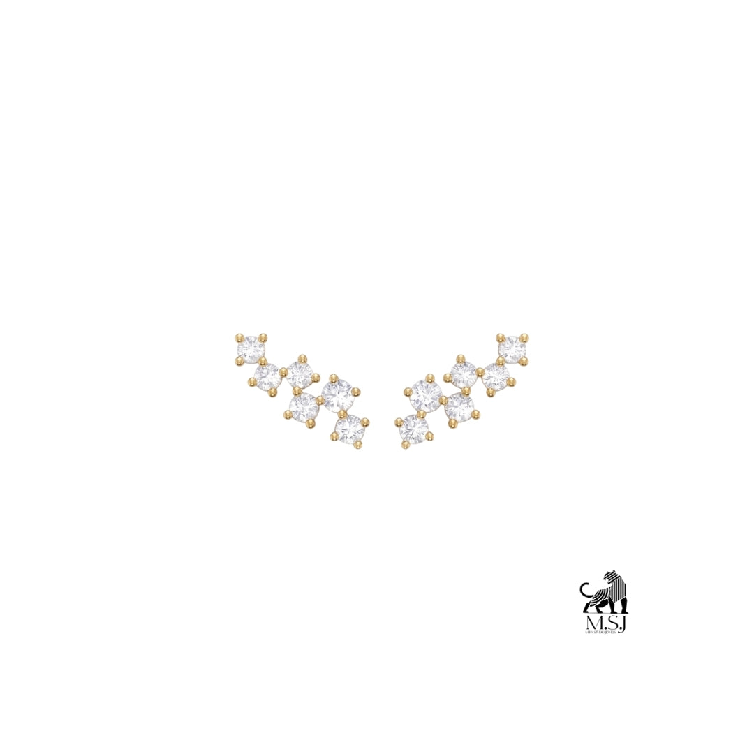 Celestial Diamond Ear Climber Stud Earrings