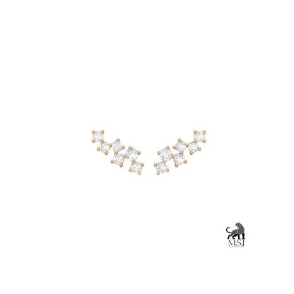 Celestial Diamond Ear Climber Stud Earrings