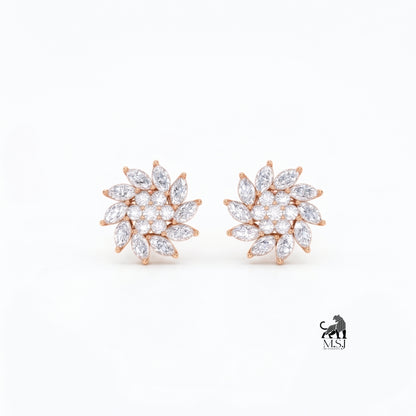 Blooming Marquise Diamond Cluster Stud Earrings