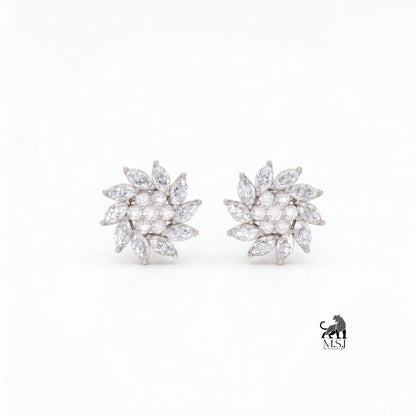 Blooming Marquise Diamond Cluster Stud Earrings