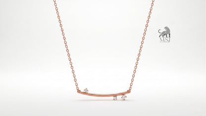 The Celeste Arc Diamond Bar Necklace in rose gold