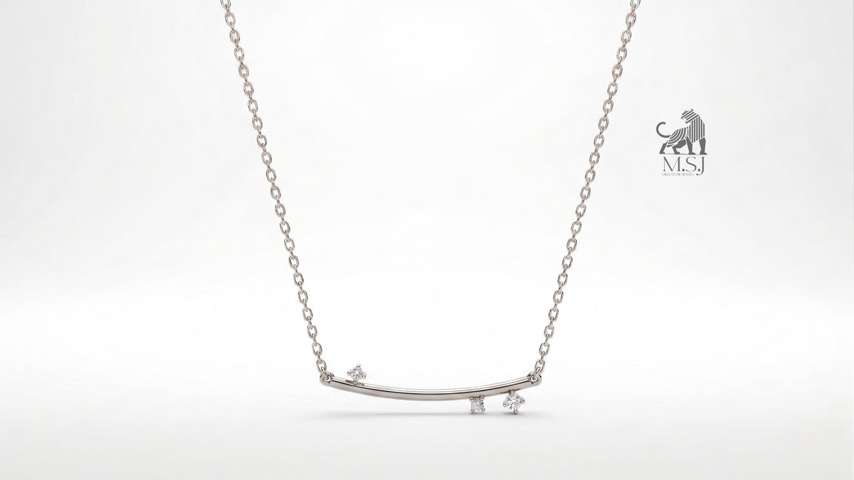 The Celeste Arc Diamond Bar Necklace in white gold