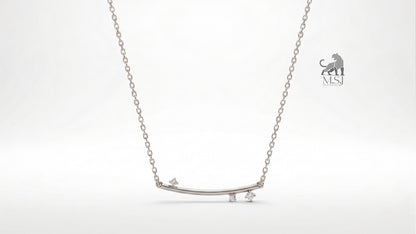 The Celeste Arc Diamond Bar Necklace in white gold