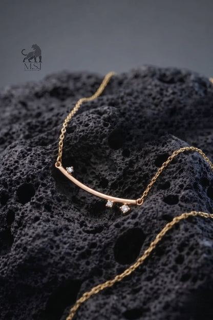 The Celeste Arc Diamond Bar Necklace - lab-grown diamond necklace, styled product photo