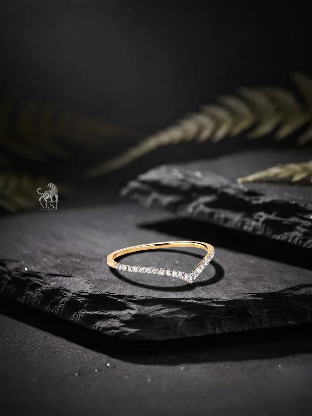 The V-Shaped Diamond Chevron Ring - lab-grown diamond ring, styled product photo