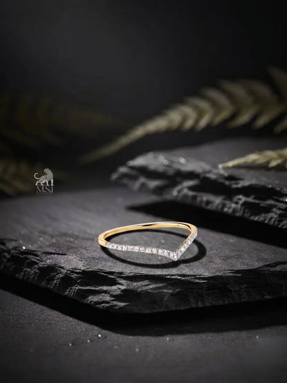 The V-Shaped Diamond Chevron Ring - lab-grown diamond ring, styled product photo