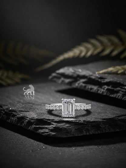 The Emerald Radiance Solitaire Ring - lab-grown diamond ring, styled product photo