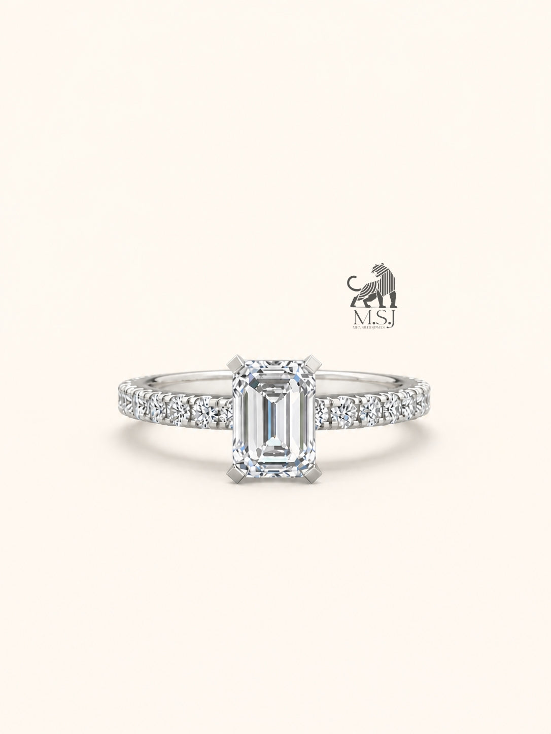The Emerald Radiance Solitaire Ring in white gold