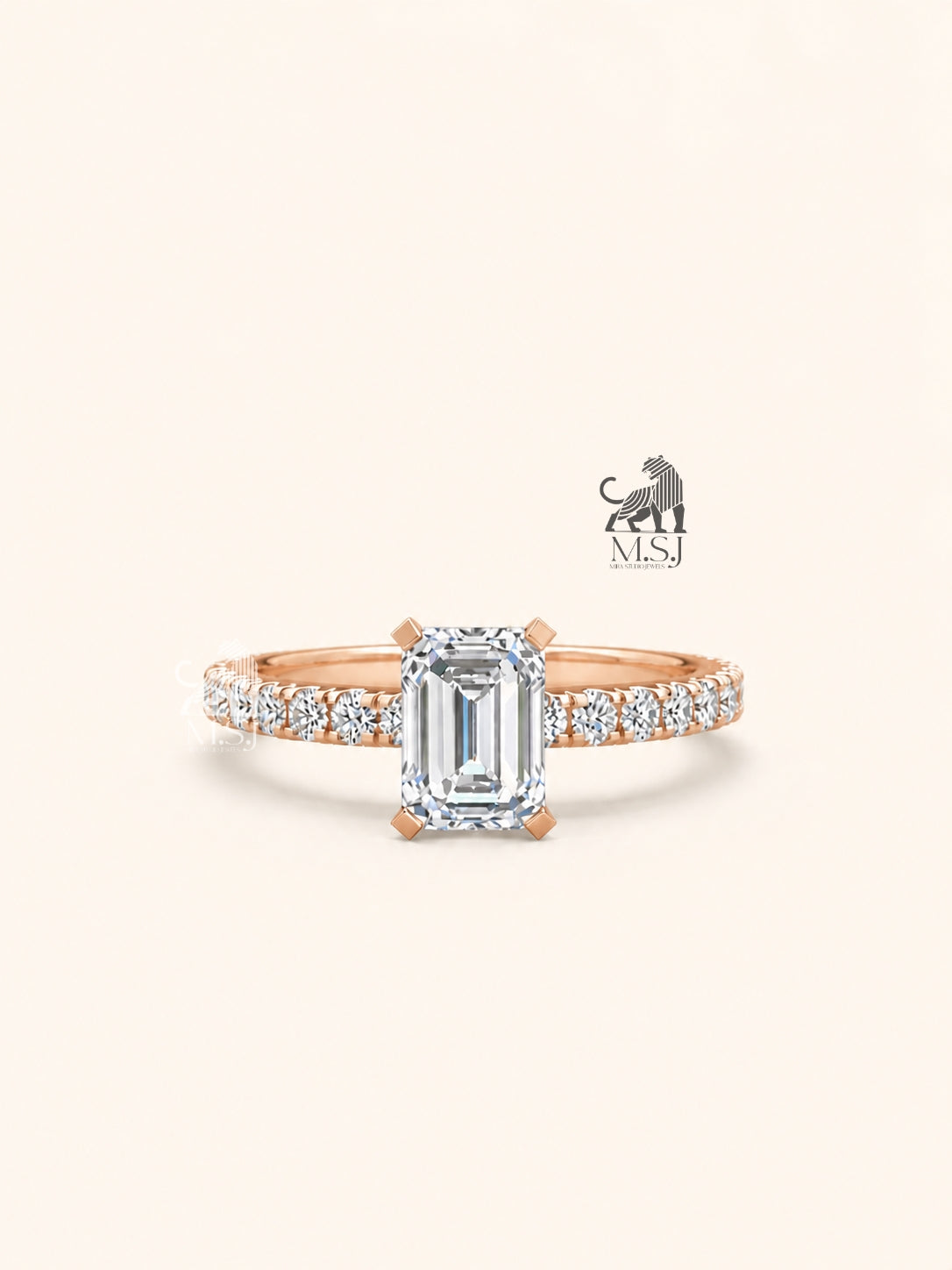 The Emerald Radiance Solitaire Ring in rose gold