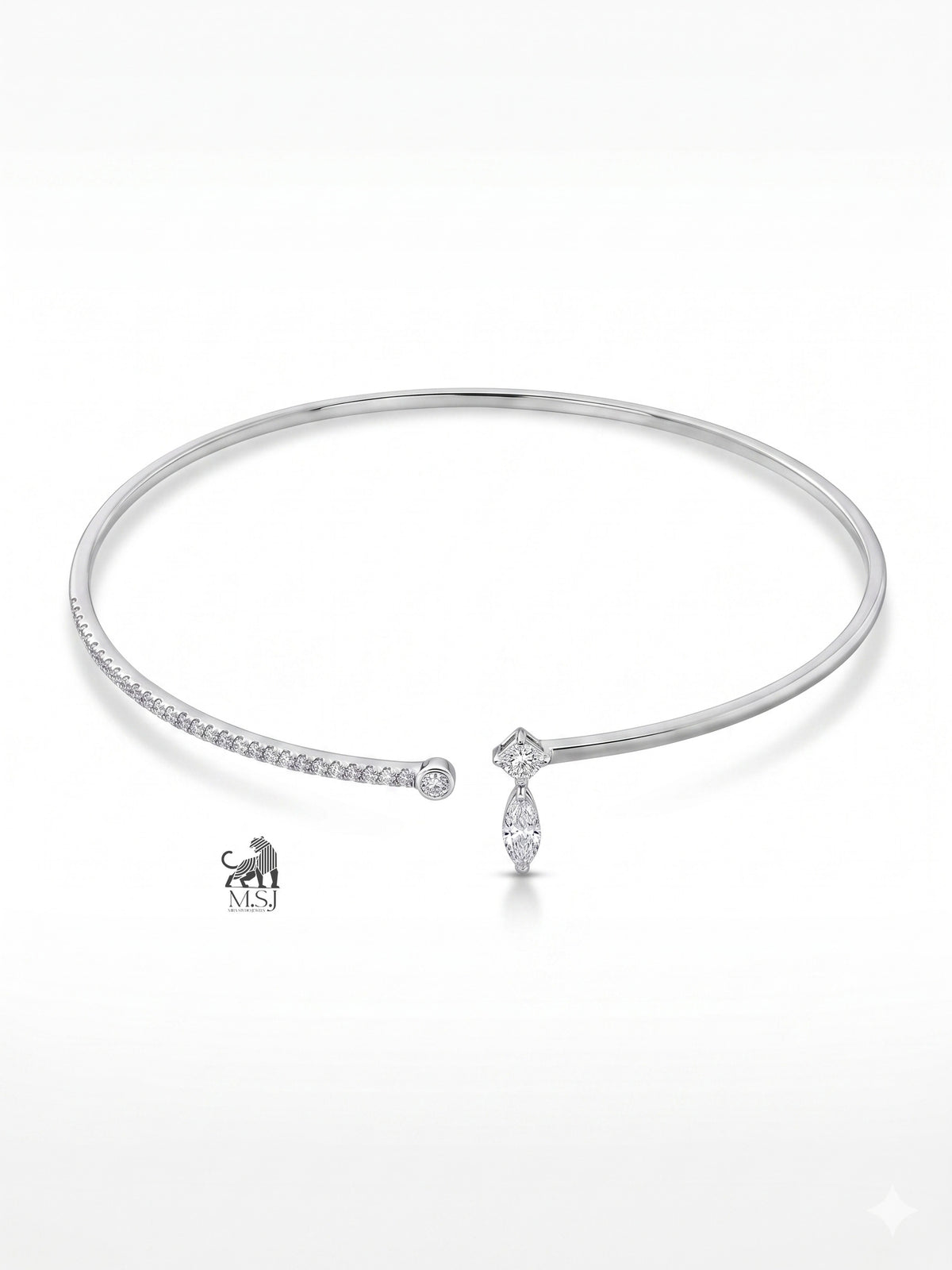 The Aurelia Asymmetric Diamond Open Necklace in white gold