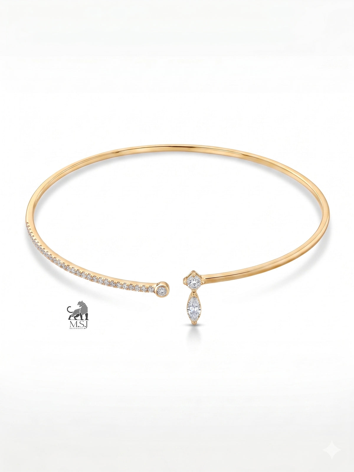 The Aurelia Asymmetric Diamond Open Necklace in yellow gold