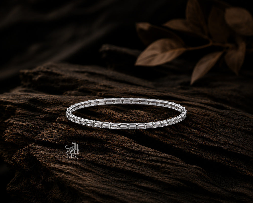 Emerald-Cut Diamond Tennis Bangle