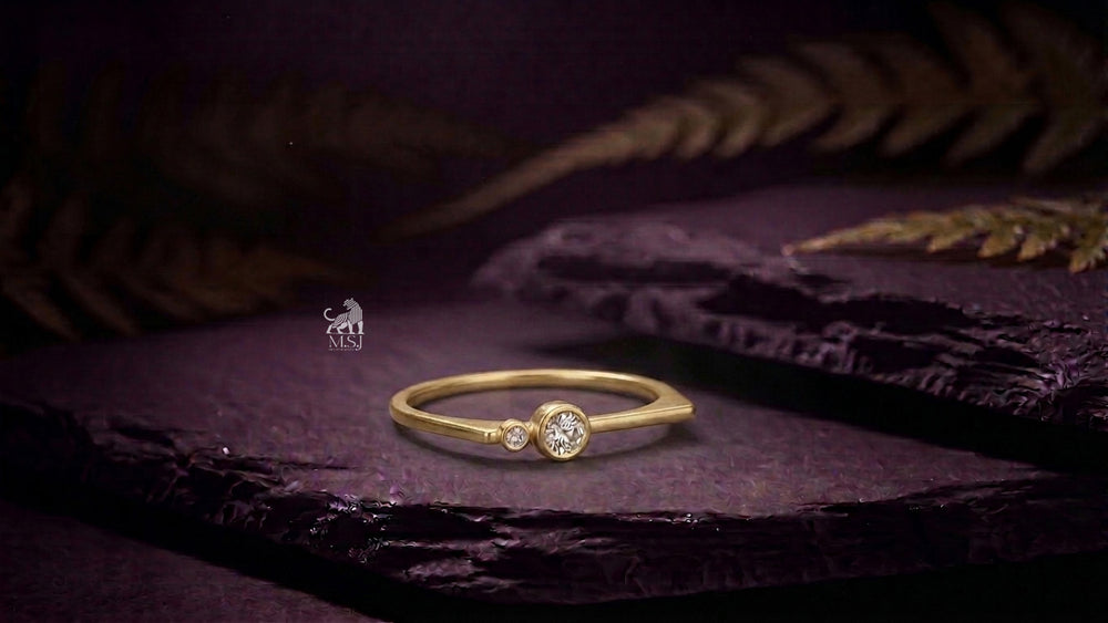 The Solenne Twin Diamond Bezel Ring - lab-grown diamond ring, styled product photo