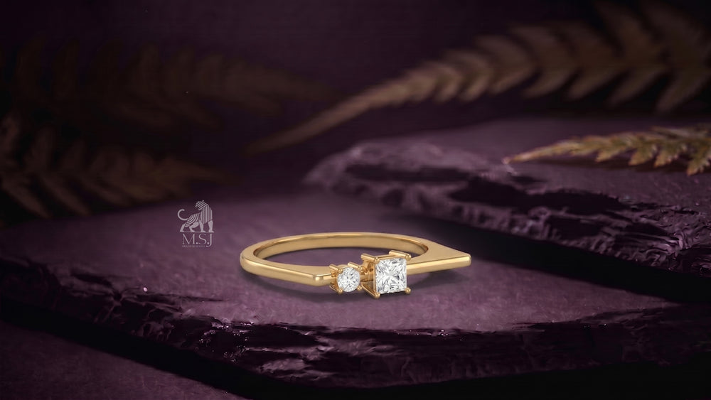 The Duo Radiance Princess Diamond Ring - lab-grown diamond ring, styled product photo