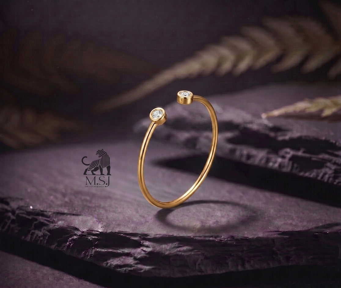 The Solstice Twin Diamond Open Ring - lab-grown diamond ring, styled product photo