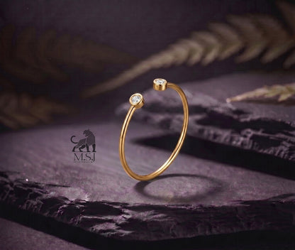 The Solstice Twin Diamond Open Ring - lab-grown diamond ring, styled product photo