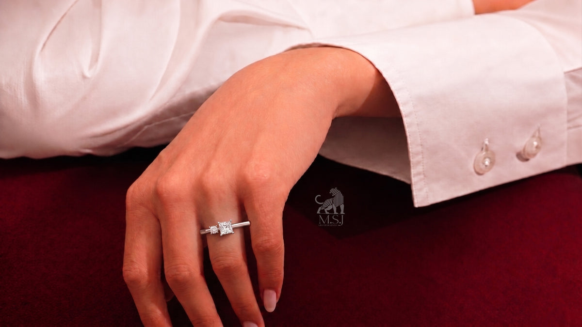 The Duo Radiance Princess Diamond Ring worn on a hand