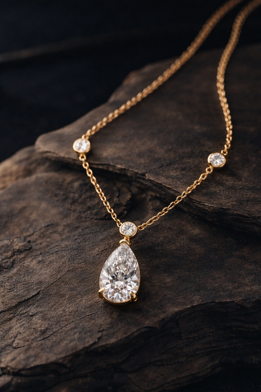 Aurelia Pear Solitaire Necklace