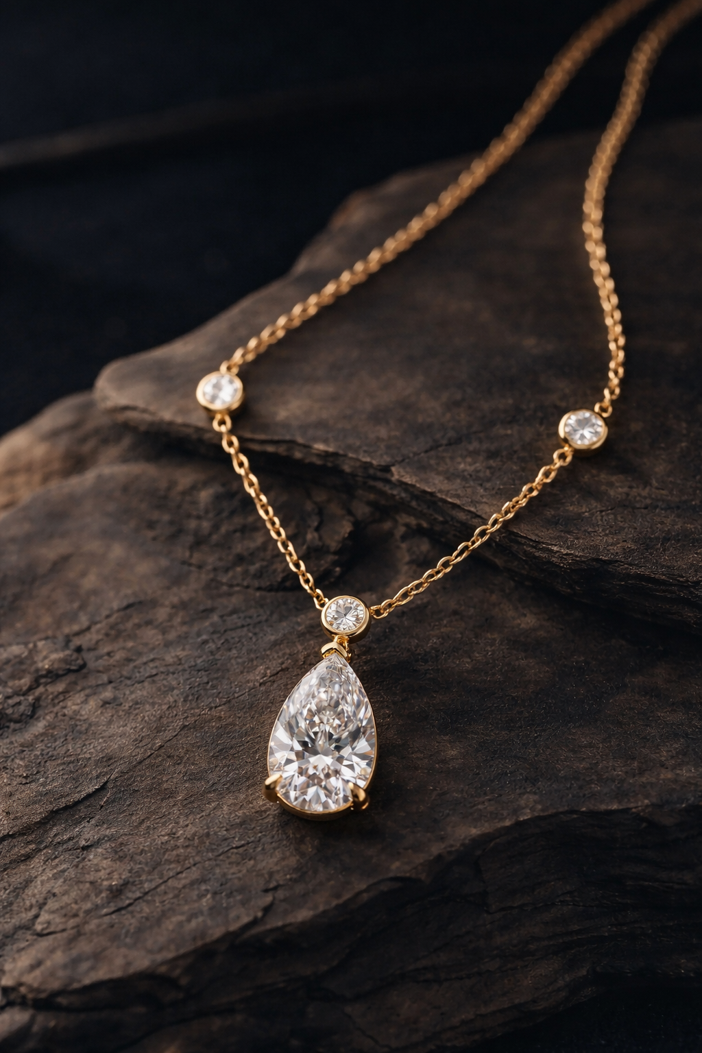 Aurelia Pear Solitaire Necklace
