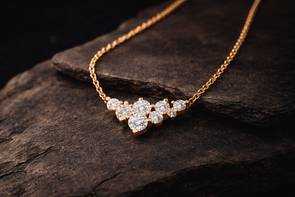 Celestia Diamond Cluster Bar Necklace
