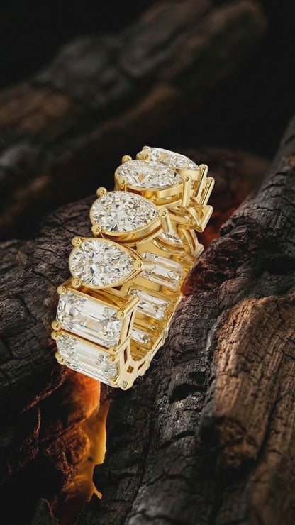 Duo-Cut Pear & Emerald Eternity Band
