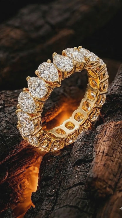 Pear-Cut Shared Prong Diamond Eternity Ring
