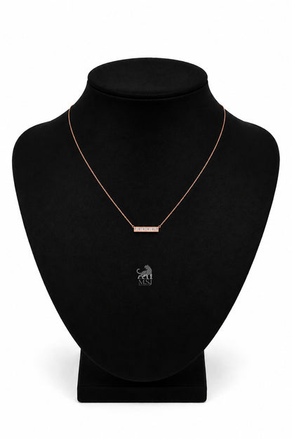 The Élan Baguette Bar Diamond Necklace in rose gold