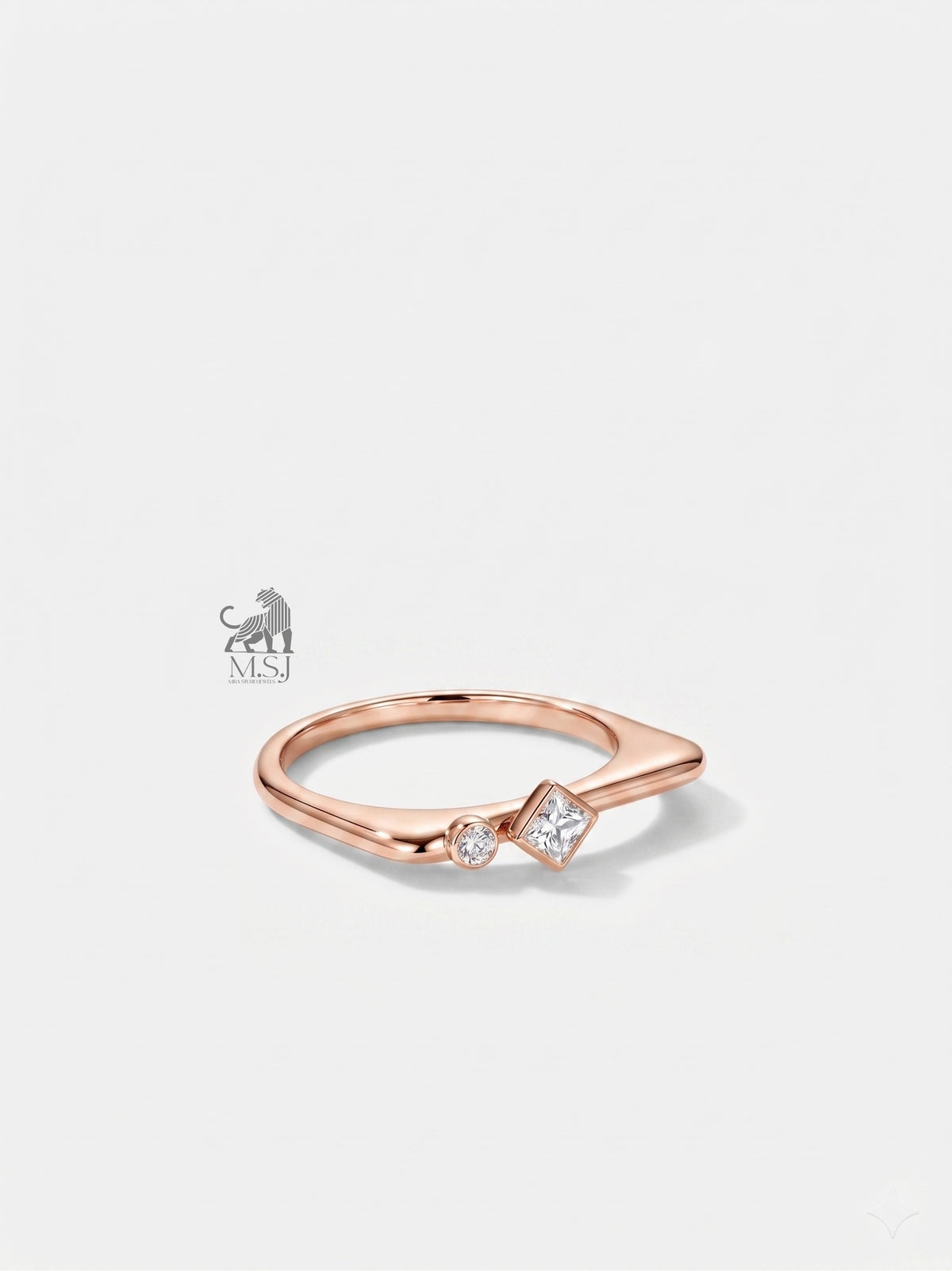 The Duo Gleam Geometric Diamond Ring in rose gold