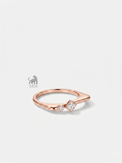 The Duo Gleam Geometric Diamond Ring in rose gold