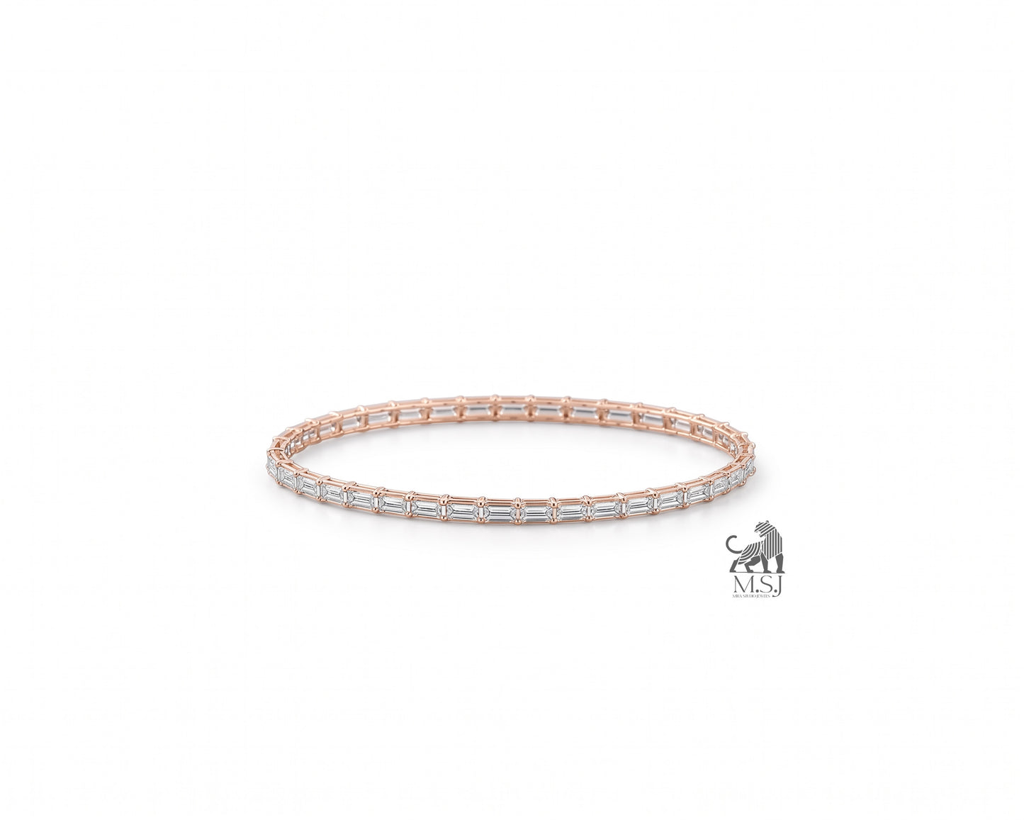 Emerald-Cut Diamond Tennis Bangle