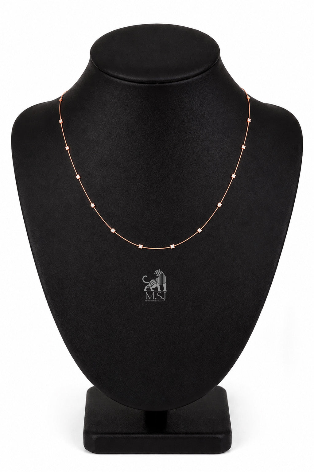 The Aurelle Diamond Station Necklace in rose gold