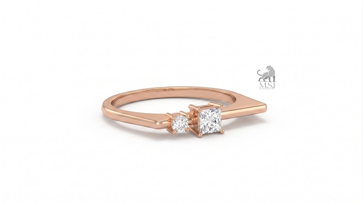 The Duo Radiance Princess Diamond Ring in rose gold