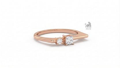 The Duo Radiance Princess Diamond Ring in rose gold