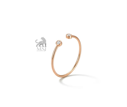 The Solstice Twin Diamond Open Ring in rose gold