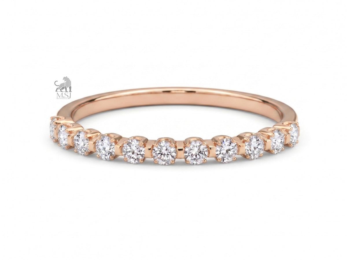 The Celeste Round Diamond Half Eternity Band in rose gold