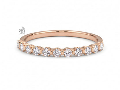 The Celeste Round Diamond Half Eternity Band in rose gold