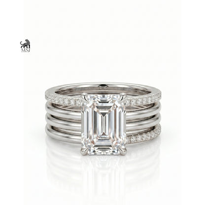 Aurelia Radiance Emerald-Cut Diamond Ring Set