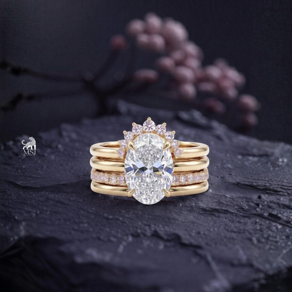 Aurelia Oval Diamond Halo Bridal Ring Set