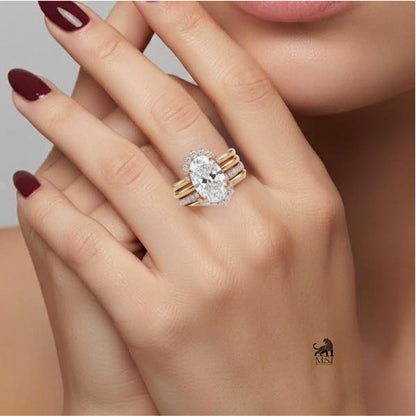 Aurelia Oval Diamond Halo Bridal Ring Set