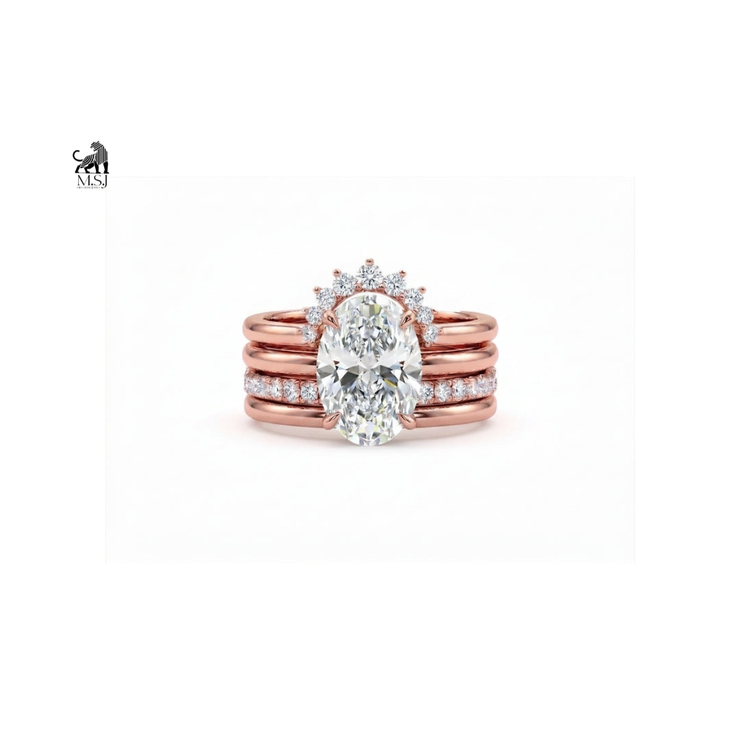 Aurelia Oval Diamond Halo Bridal Ring Set
