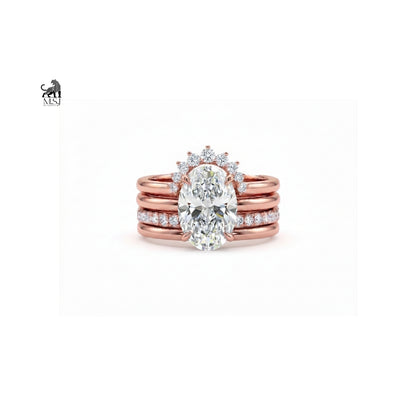 Aurelia Oval Diamond Halo Bridal Ring Set