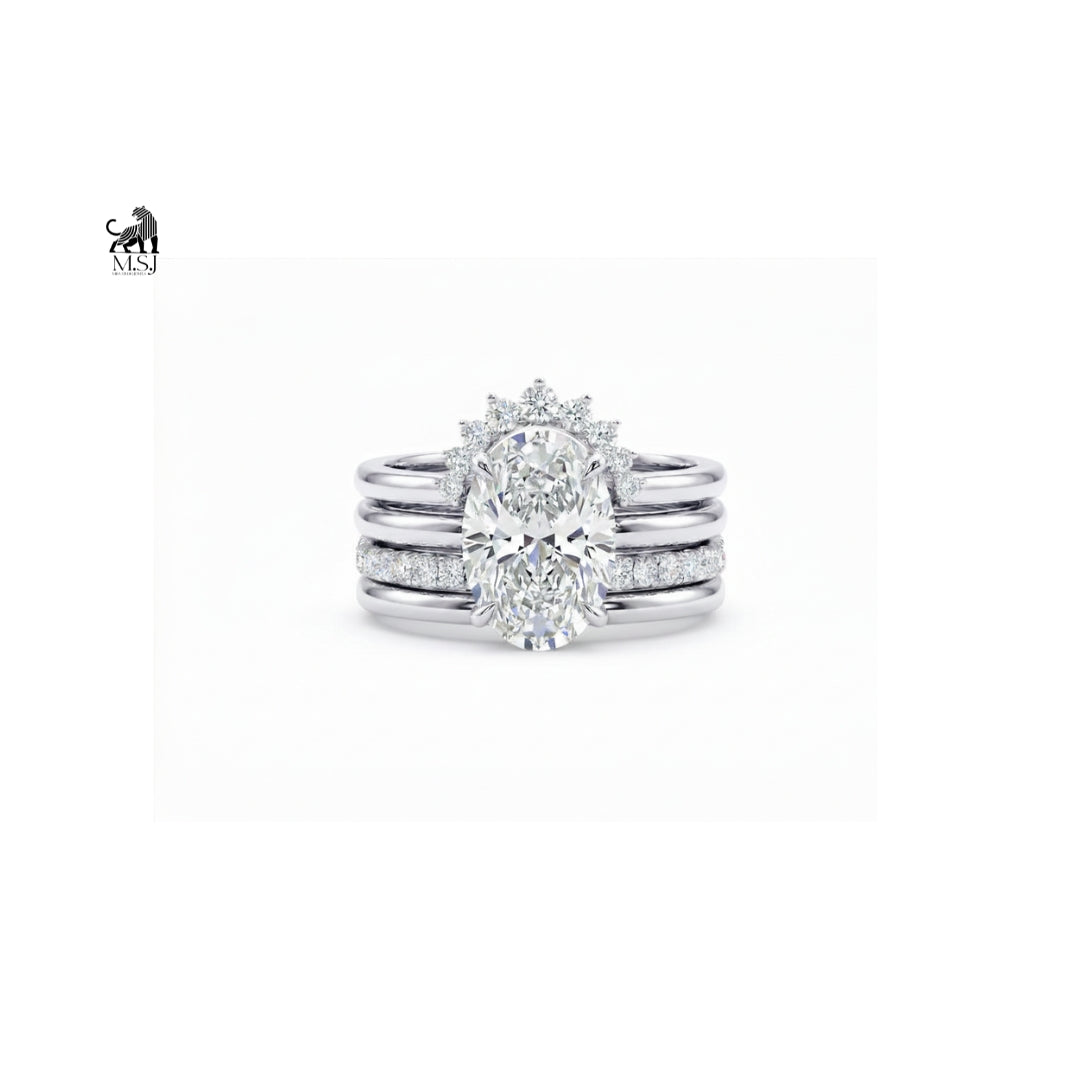 Aurelia Oval Diamond Halo Bridal Ring Set