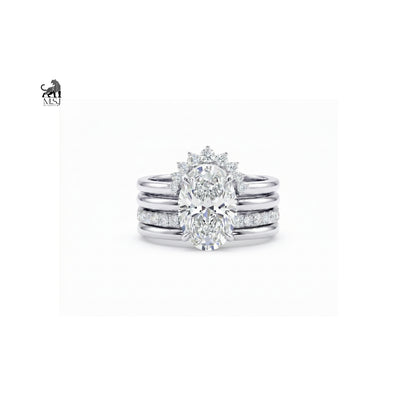 Aurelia Oval Diamond Halo Bridal Ring Set