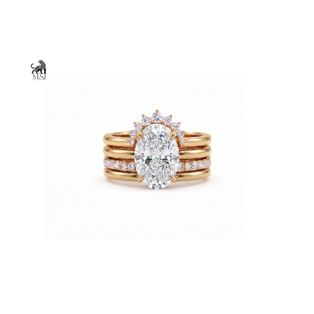 Aurelia Oval Diamond Halo Bridal Ring Set