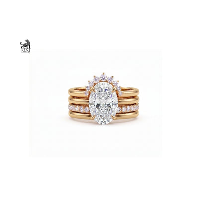 Aurelia Oval Diamond Halo Bridal Ring Set