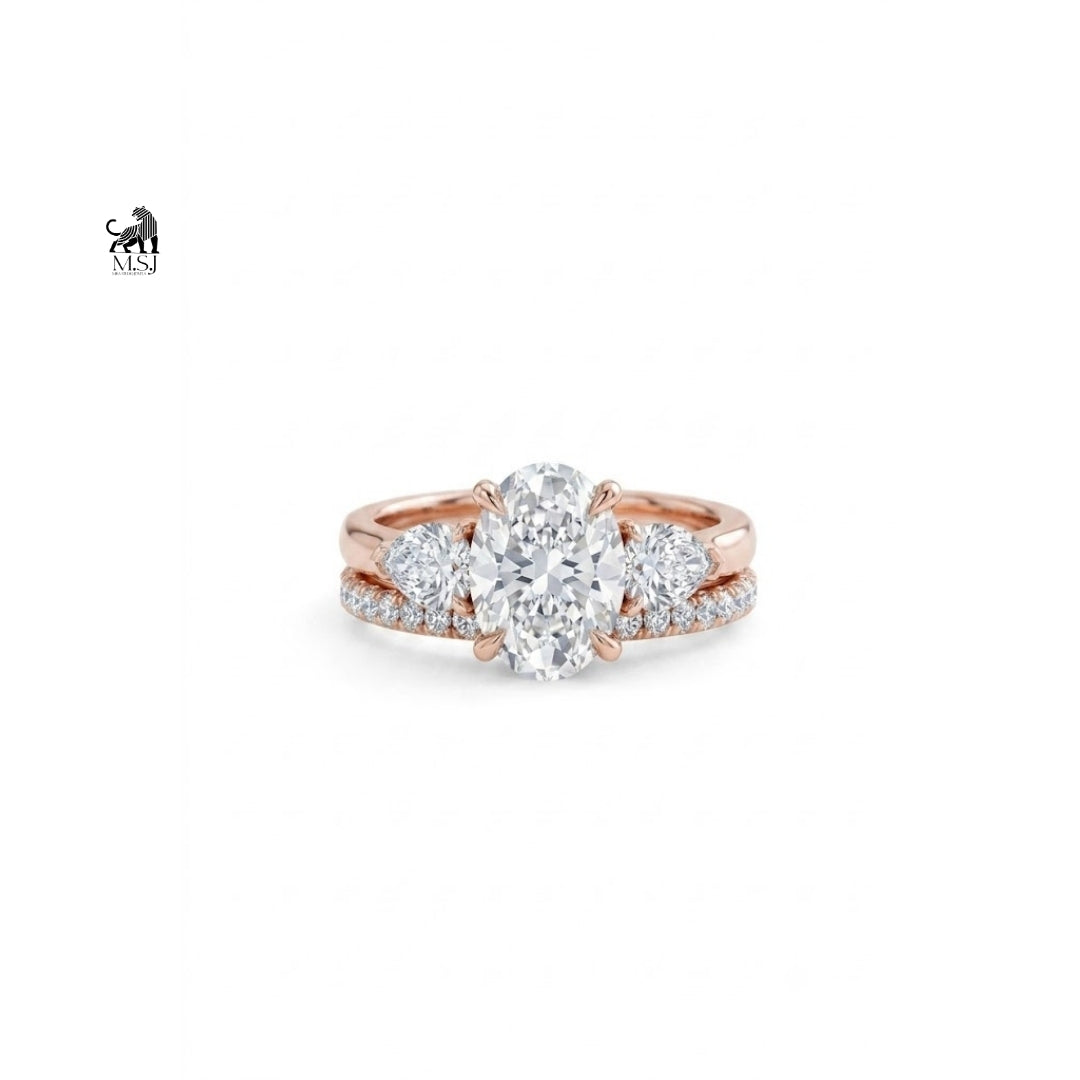 Aurelia Oval Diamond Trio Ring Set