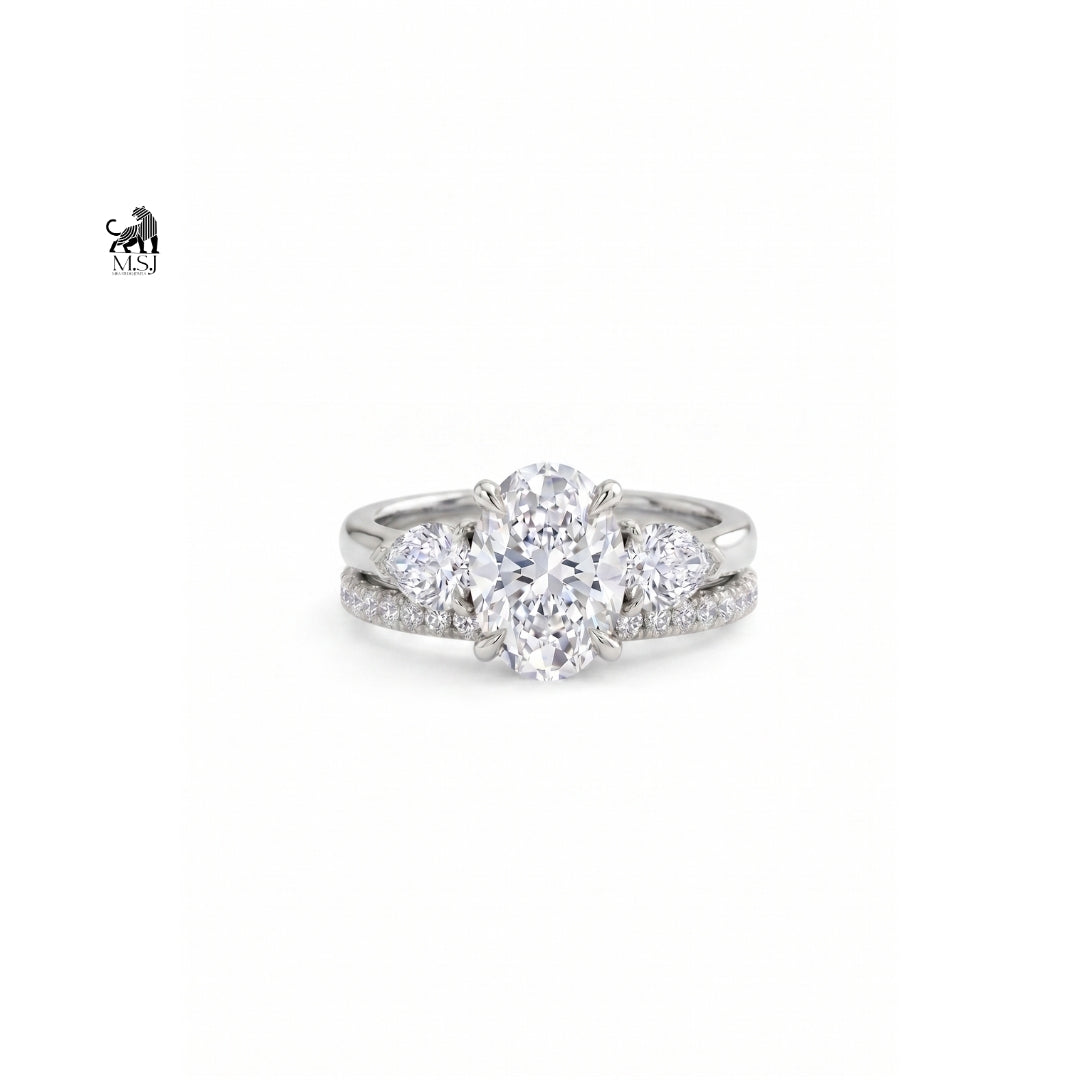 Aurelia Oval Diamond Trio Ring Set